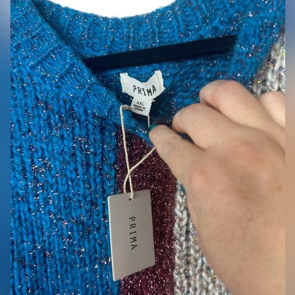 1Prima NWT from Nordstrom XXL metallic geometric sparkle sweater - Picture 2 of 6